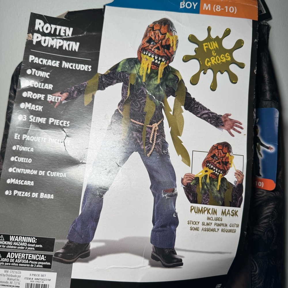 California Costume Rotten Pumpkin CHILD Boy M 8/10 Halloween Dress Up Gross‎ New